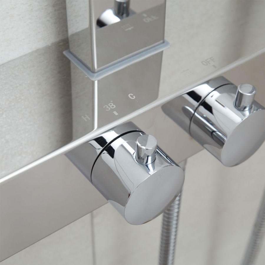 Latvin Thermostatic Shower Tower Panel with Integrated Storage