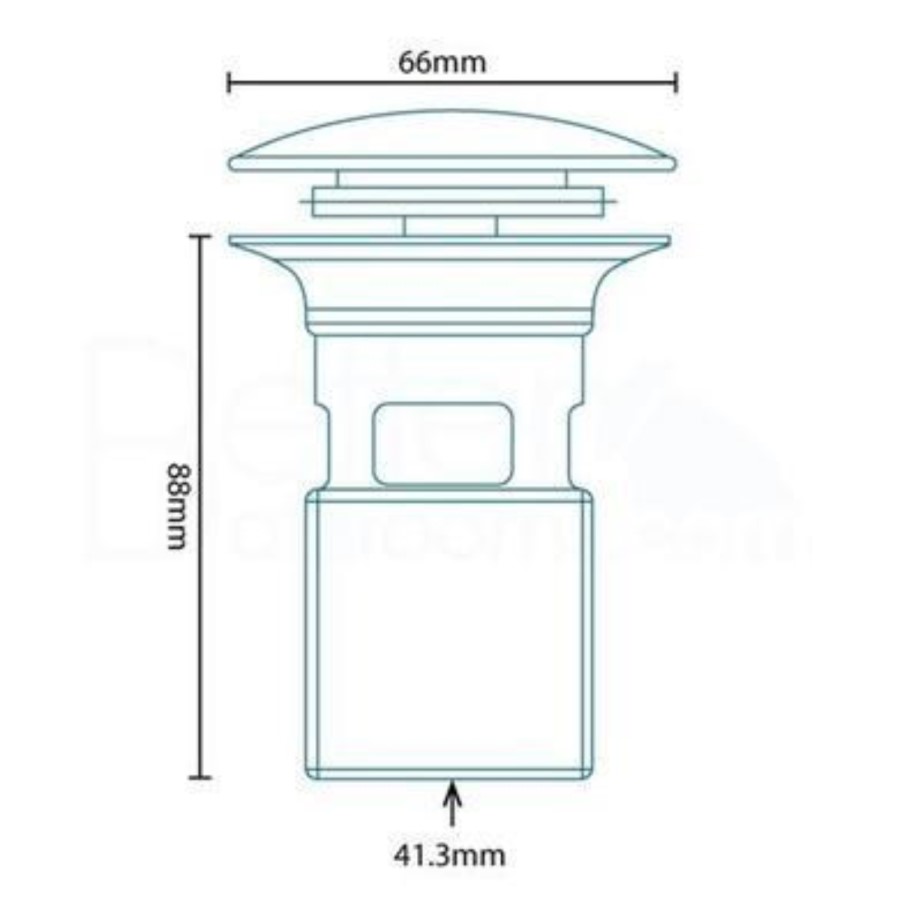 Push Button Slotted Basin Waste - Chrome