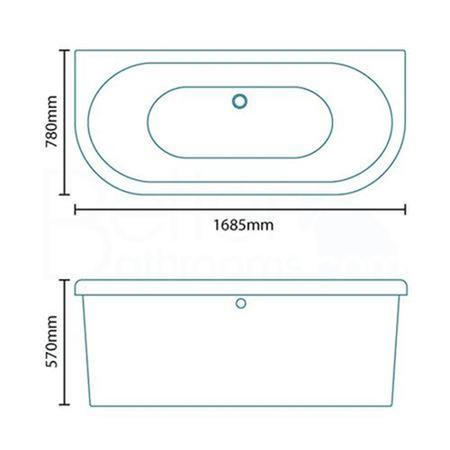 Back to Wall Freestanding Bath with Surround Panel - L1685 x W780mm - Dee