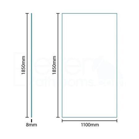Walk In Glass Shower Screen - 1850 x 1100mm - 8mm Glass