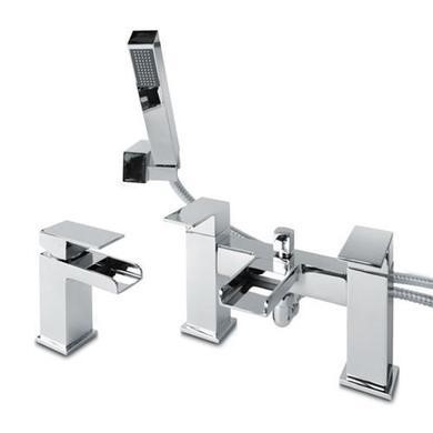 Quadra Waterfall Basin Mixer and Bath Shower Mixer Tap Pack