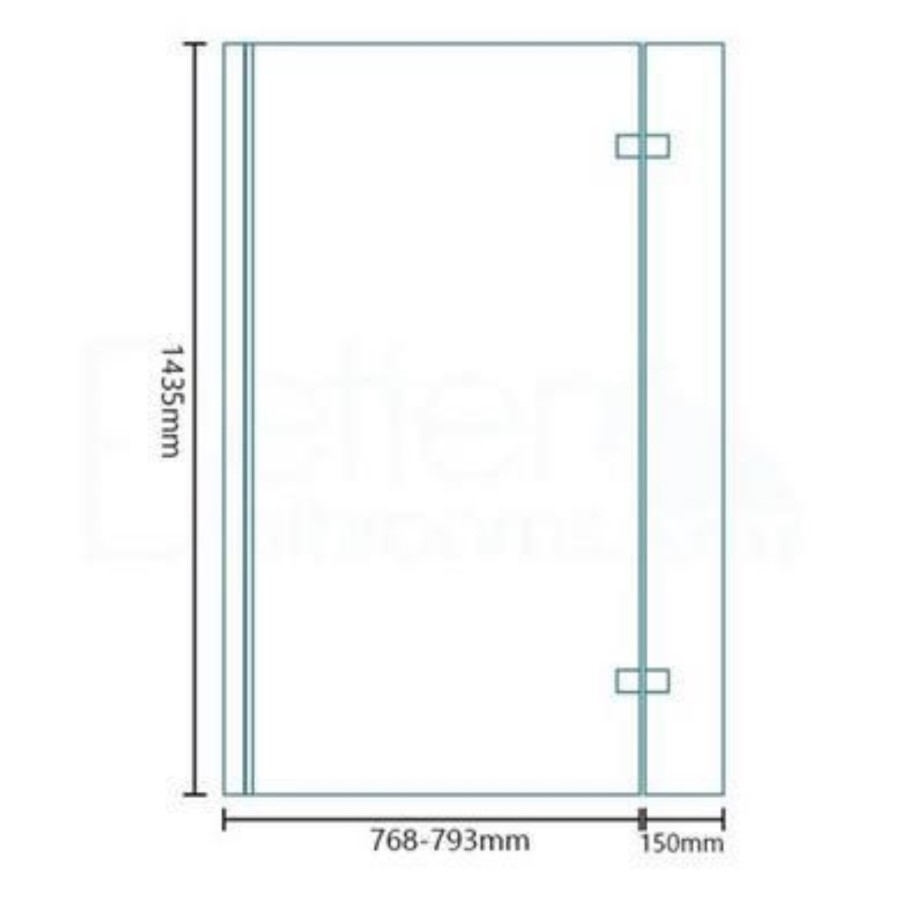 L-Shaped Hinged Bath Shower Screen - H1400 x W808mm
