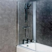 GRADE A1 - Straight Hinged Bath Shower Screen - H1400 x W740mm