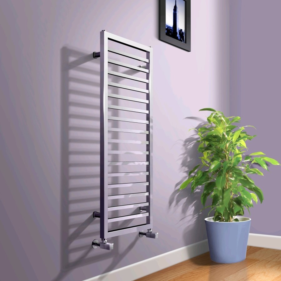 1150 x 450mm Square Chrome Heated Towel Rail - Julian Range