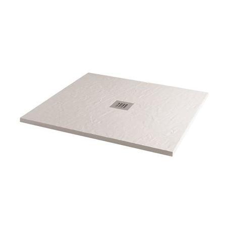 900mm White Slate Effect Square Shower Tray with Waste- MX