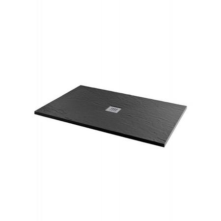 Slate Effect Rectangular Shower Tray 1200 x 800mm Black - MX