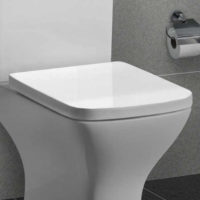 White Square Soft Close Toilet Seat - Austin