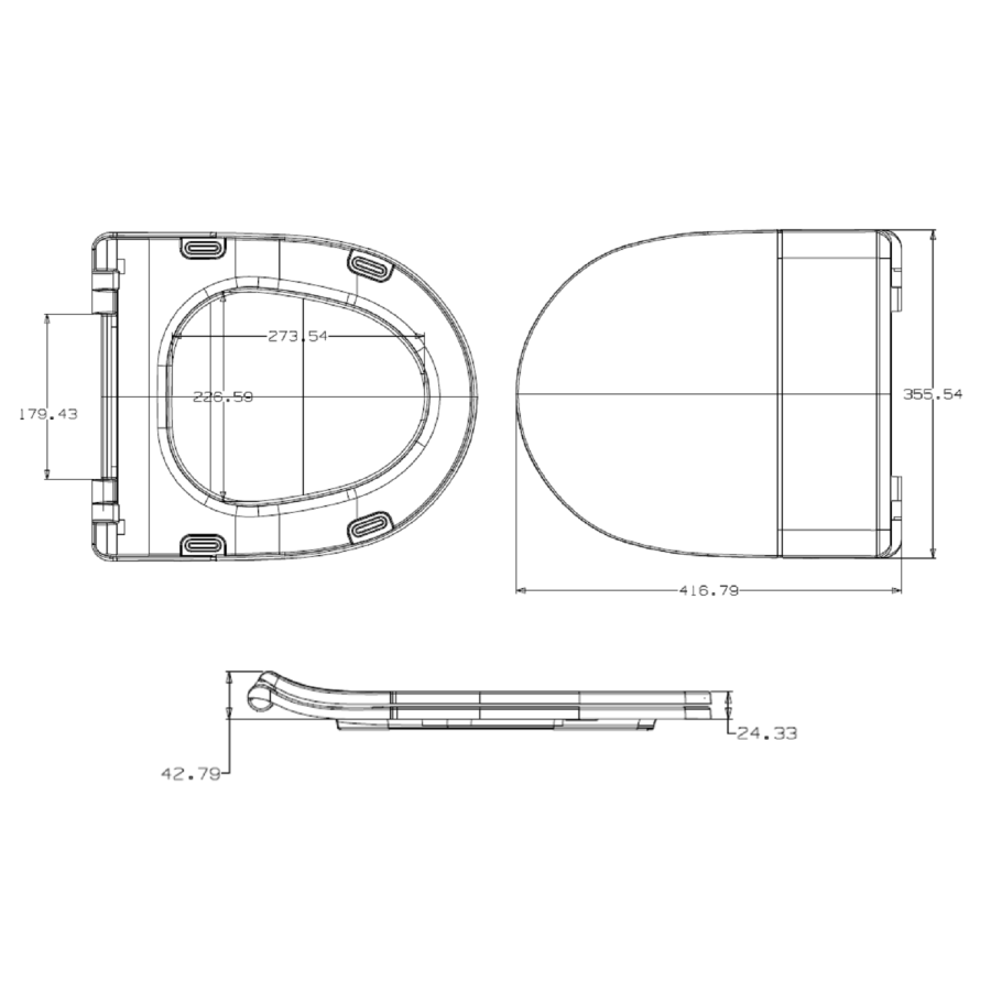 White Round Slim Soft Close Toilet Seat - Portland
