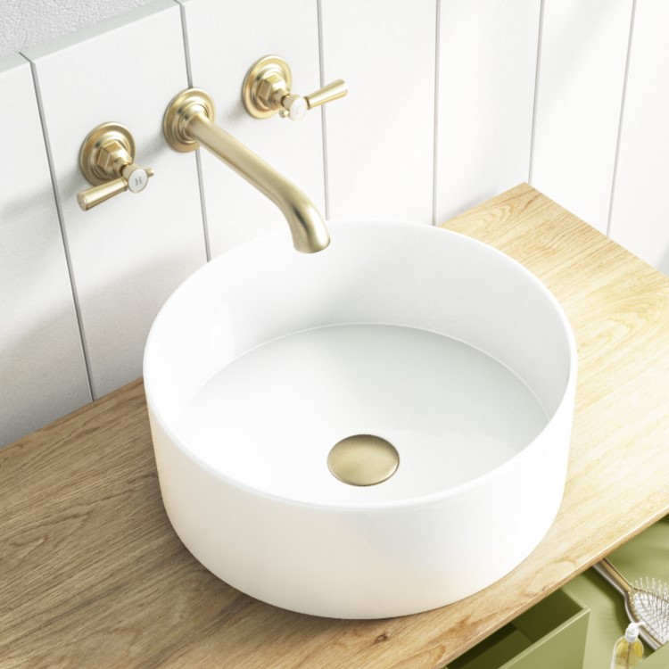 Gloss White Round Countertop Basin 388mm - Alaska