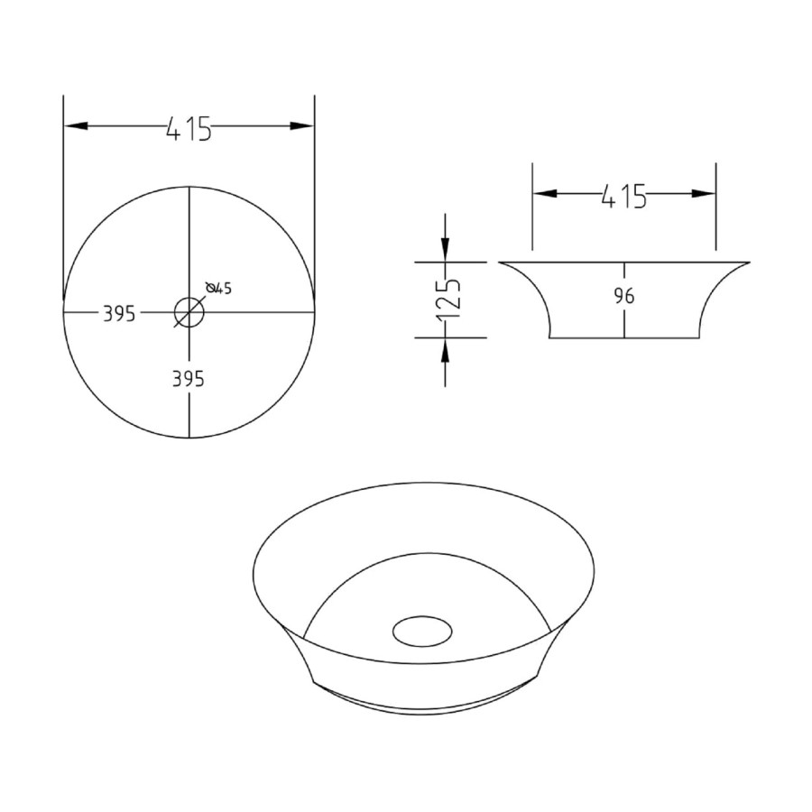 Round Countertop Basin 415mm - Kansas