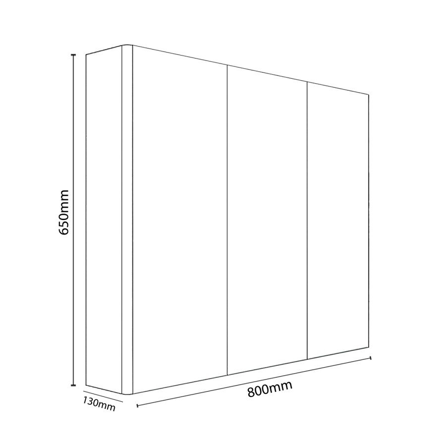 White Mirrored Wall Bathroom Cabinet 800 x 650mm - Portland