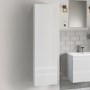 White Wood Effect Wall Mounted Tall Bathroom Cabinet 400mm - Boston