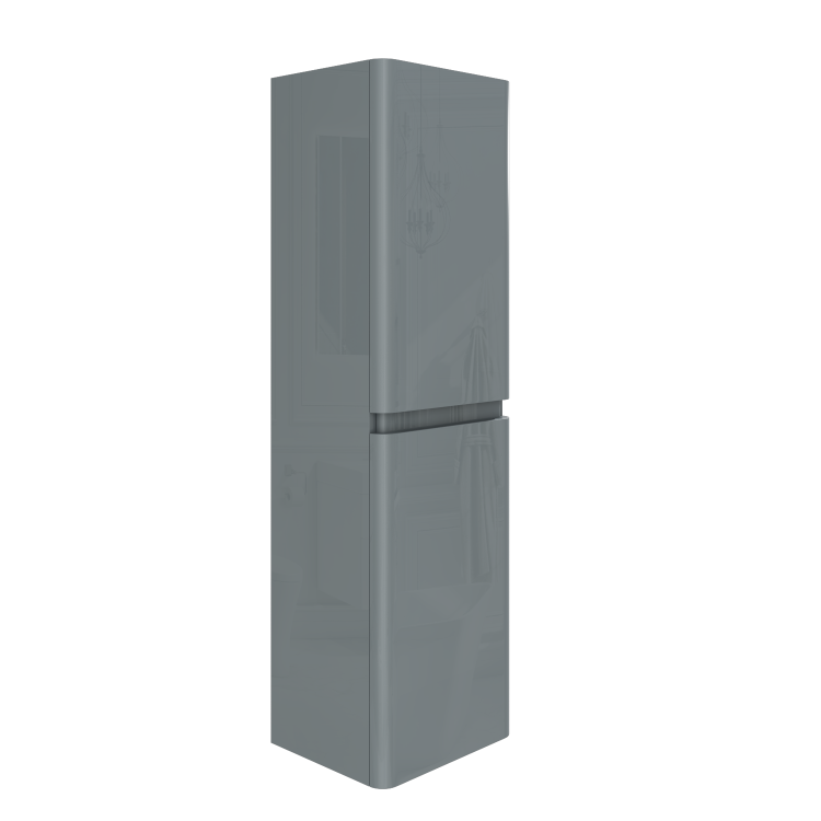 400mm Grey Wall Mounted Tall Bathroom Cabinet - Portland