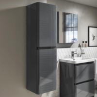 400mm Dark Grey Wall Mounted Tall Bathroom Cabinet - Portland 400mm Dark Grey Wall Mounted Tall Bathroom Cabinet - Portland