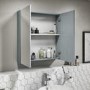 600mm Wall Hung Mirrored 2 Door Cabinet Gloss Light Grey - Portland