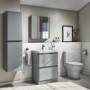 600mm Wall Hung Mirrored 2 Door Cabinet Gloss Light Grey - Portland