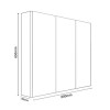 800mm Dark Grey Gloss Wall Hung Mirrored 3 Door Bathroom Cabinet - Portland
