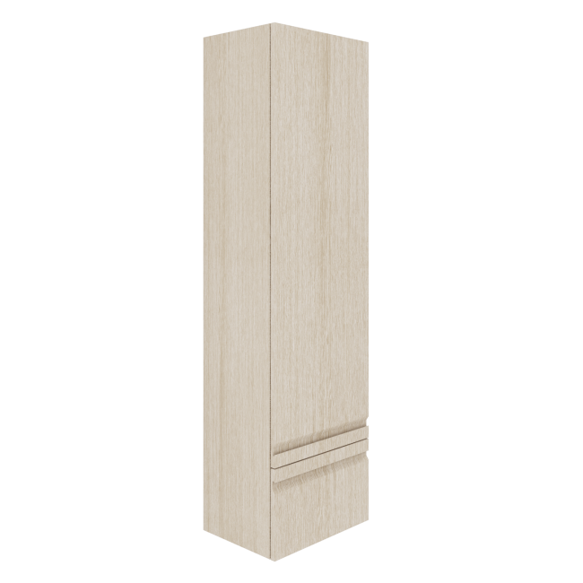 Single Door Light Wood Effect Wall Mounted Tall Bathroom Cabinet 400 x 1450mm - Boston