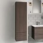 Single Door Dark Wood Effect Wall Mounted Tall Bathroom Cabinet 400mm x 1450mm - Boston