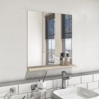 Rectangular Oak Mirror With Shelf 650 x 600mm - Boston Rectangular Oak Mirror With Shelf 650 x 600mm - Boston