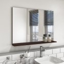 BeBa_17583 Rectangular Dark Oak Mirror With Shelf 650 x 900mm - Boston