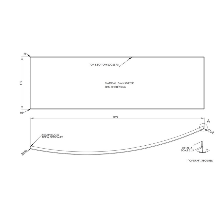 1695mm Spacesaver Acrylic Bath Front Panel - Brooklyn