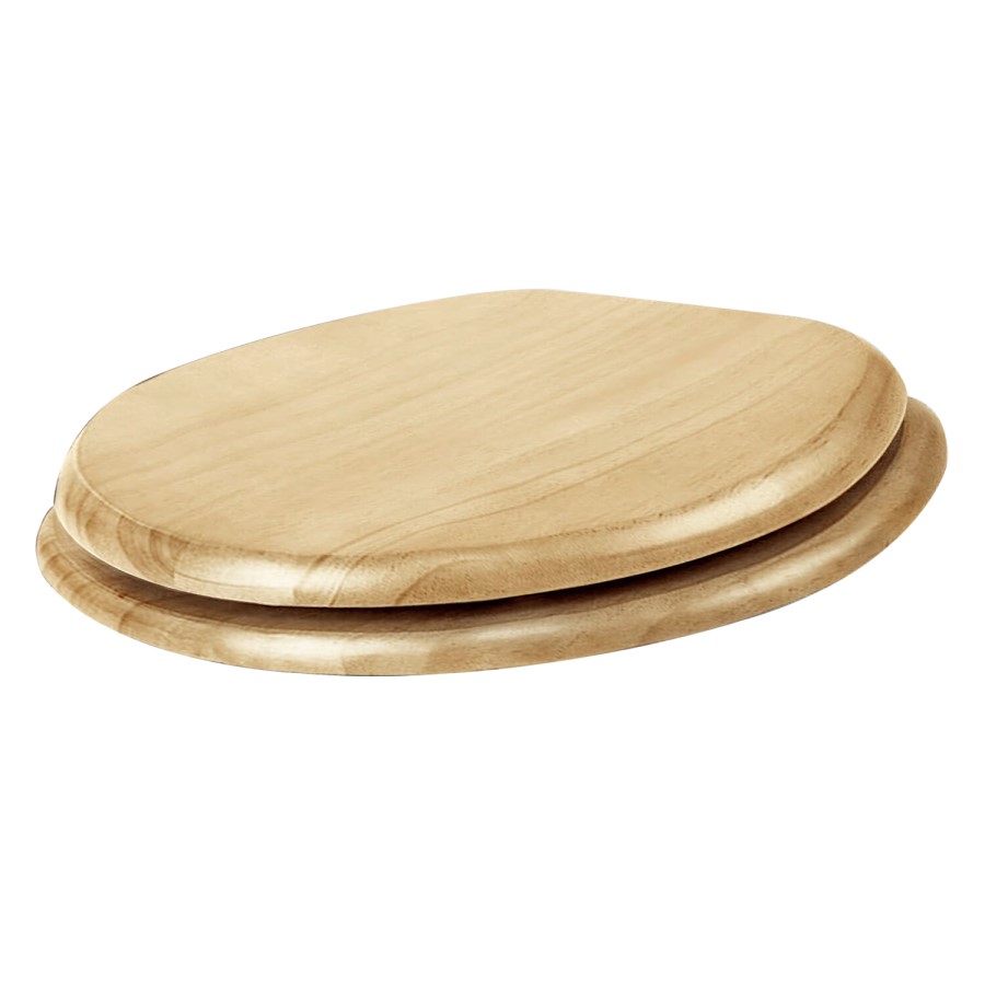 Solid Blonded Pine Round Toilet Seat with Non Slip And Chrome Hinges - Croydex Flexi Fix Davos