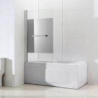 Shower Bath Screen with Mirrored Panel - H1400 x W850mm