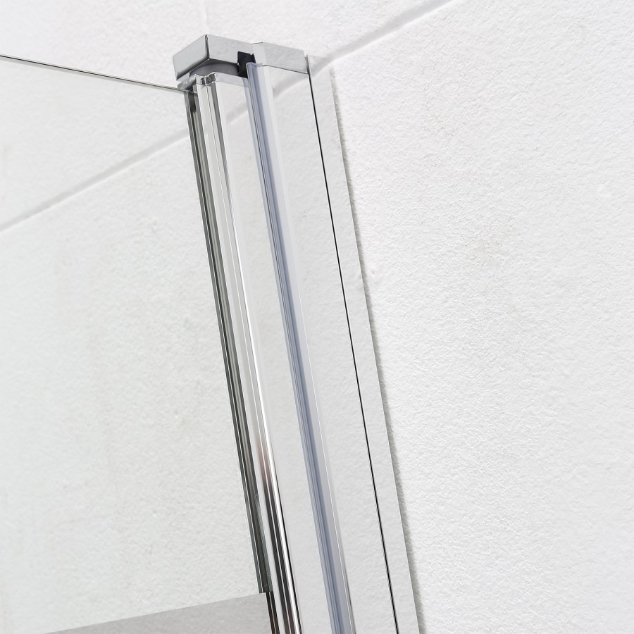 Shower Bath Screen with Mirrored Panel - H1400 x W850mm