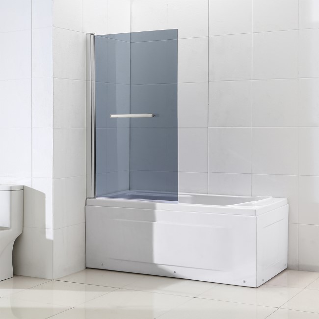 Shower Bath Screen with Smoked Mirrored Panel - H1400 x W850mm