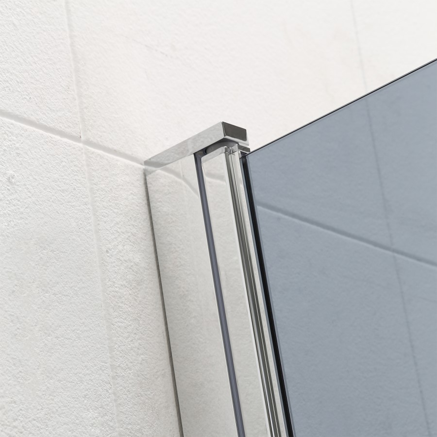 Shower Bath Screen with Smoked Mirrored Panel - H1400 x W850mm