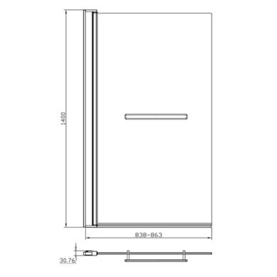 Shower Bath Screen with Smoked Mirrored Panel - H1400 x W850mm