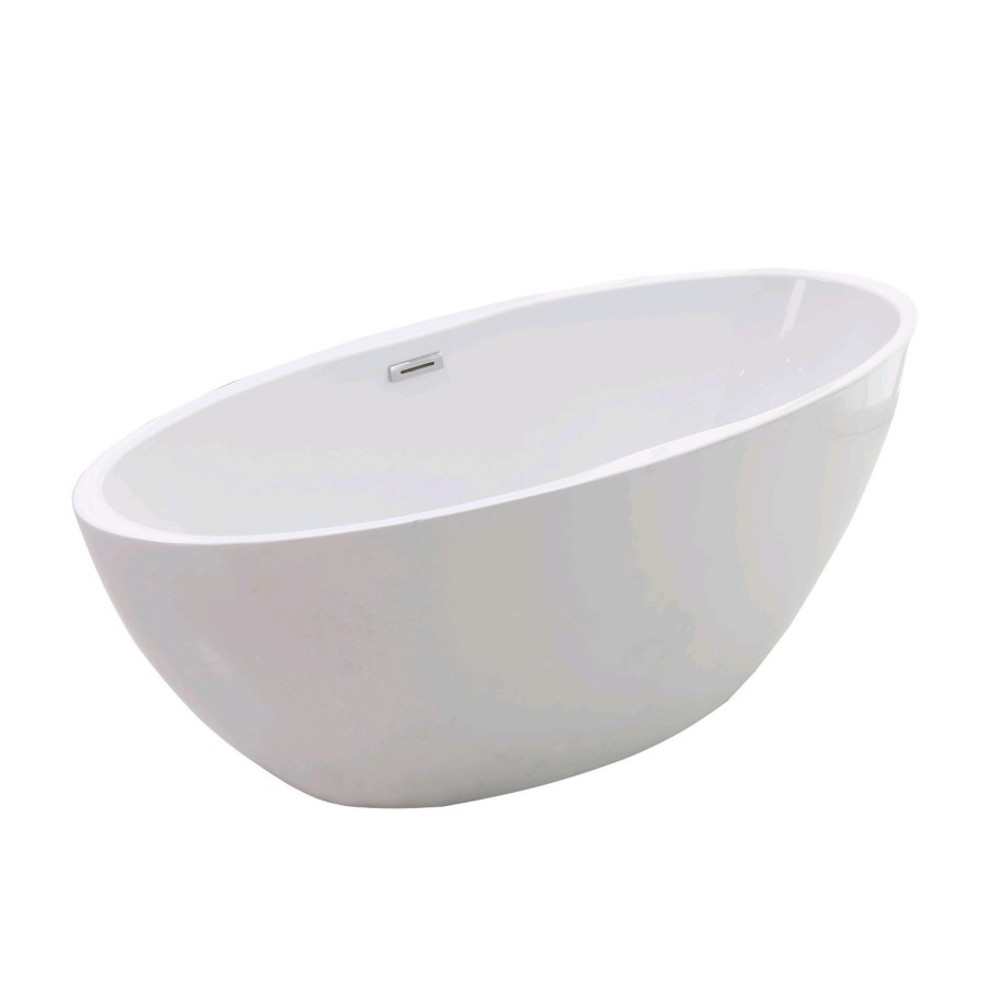 Alvor Matt White Oval Double Ended Freestanding Bath Chrome Waste & Overflow - 1500 x 720mm