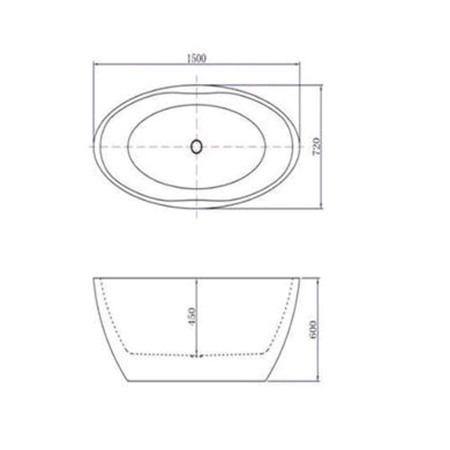 Alvor Matt White Oval Double Ended Freestanding Bath Chrome Waste & Overflow - 1500 x 720mm