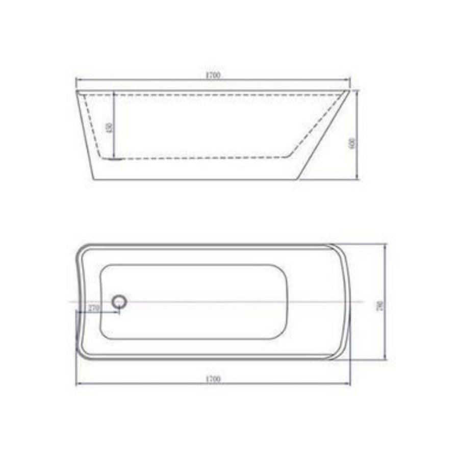 Freestanding Bath with Bath Bridge - L1700 x W780mm - Manhattan
