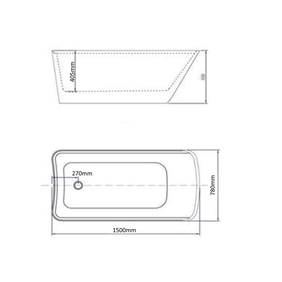 1500 x 780 Freestanding Bath with Bath Bridge - Manhattan Range