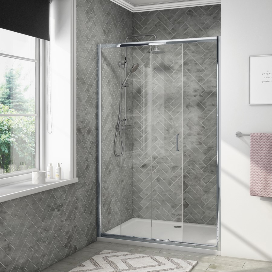 Sliding Shower Door 1000mm - 4mm Glass - Vega Range