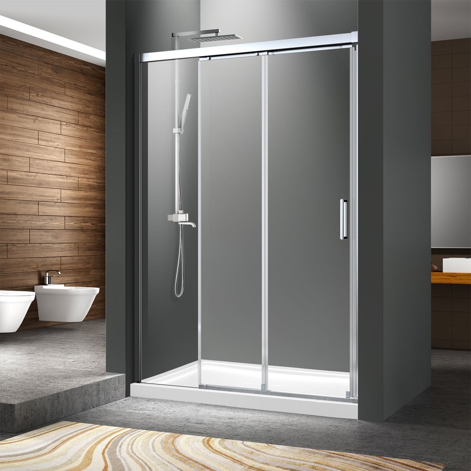 Ultra Minimal Triple Slider Shower Door 1200mm 8mm Glass Pavo Range