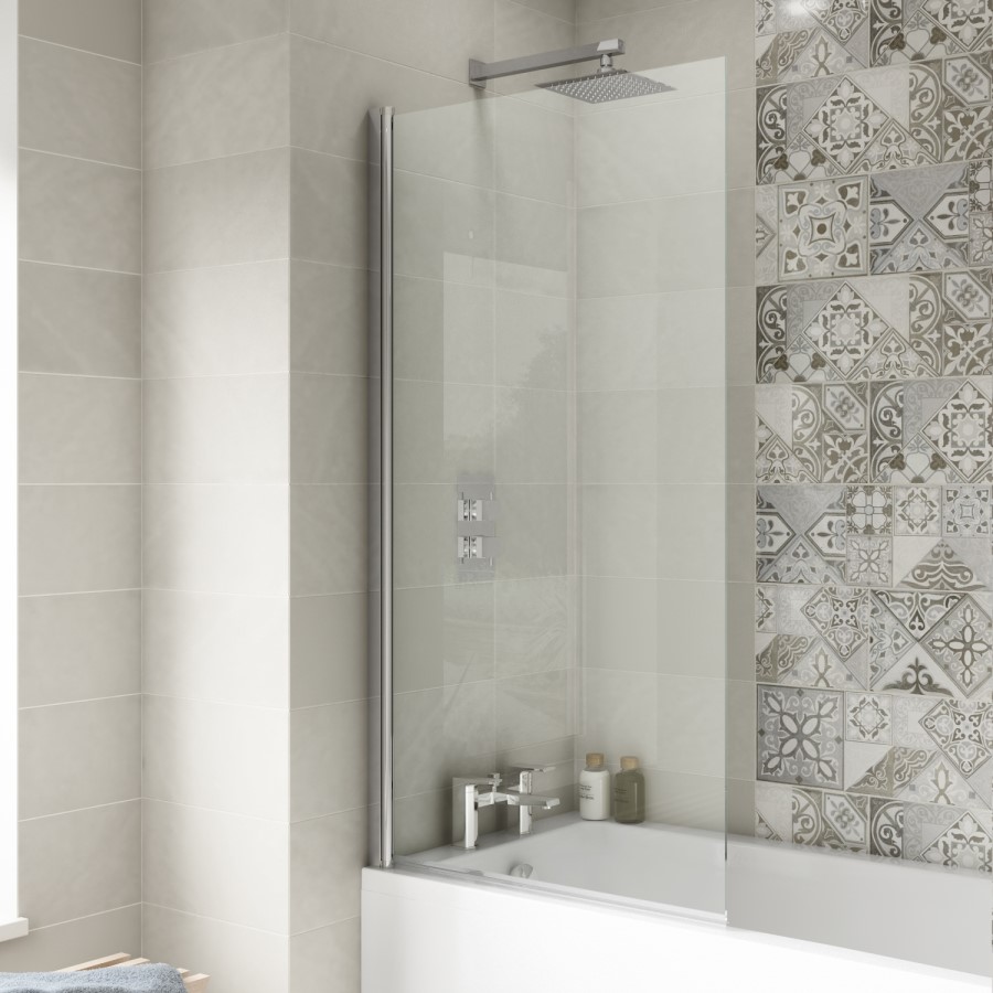 Straight Hinged 1435 x 790 Bath Screen 6mm