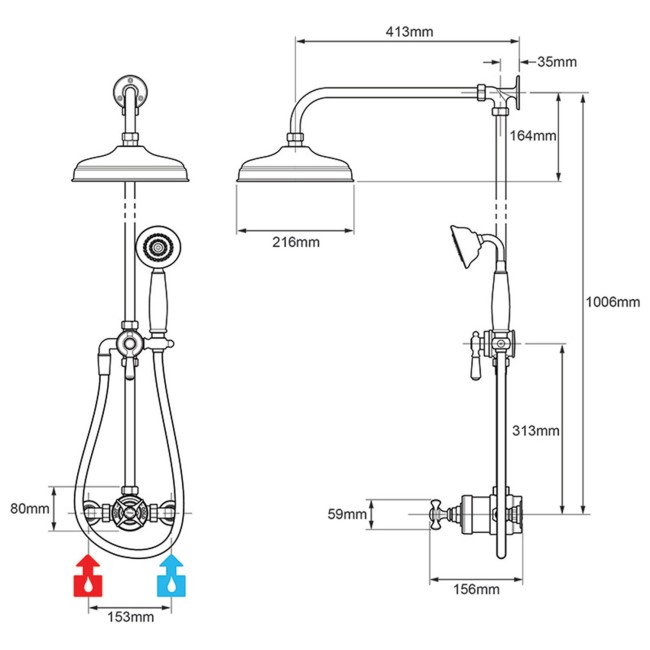 Mira Realm ERD Traditional Thermostatic Shower Mixer with Diverter - Chrome - 1.1735.002