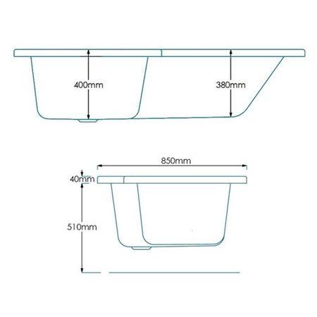 GRADE A1 - L-Shaped Square Right Hand Shower Bath - 1700 x 850mm