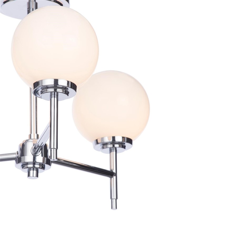 Porto 3 Light Semi-Flush Chrome and Opal