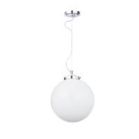 Single Light Pendant Lamp Chrome and Opal - Porto