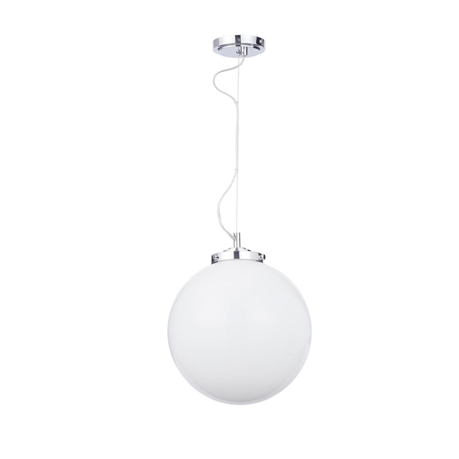 Single Light Pendant Lamp Chrome and Opal - Porto