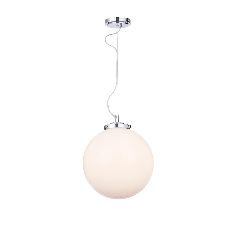 Single Light Pendant Lamp Chrome and Opal - Porto