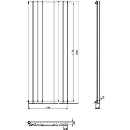 Hudson Reed Revive Single Panel MIrrored Designer Radiator Anthracite -  1800 x 499mm