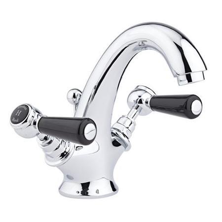 Hudson Reed Black Topaz Lever Mono Basin Mixer with Hexagonal Collar