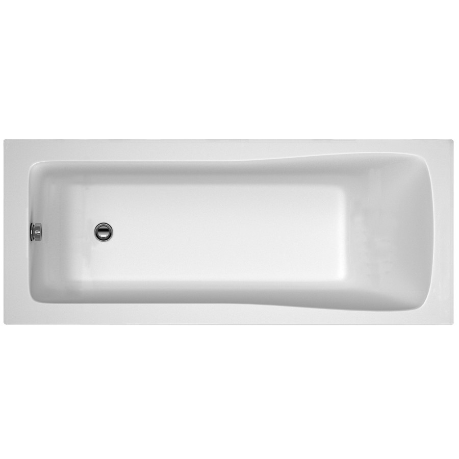 1700 x 750 Rutland Single Ended Square Bath with Front Panel and Saturn Hinged 1450mm 6mm Chrome Bath Screen