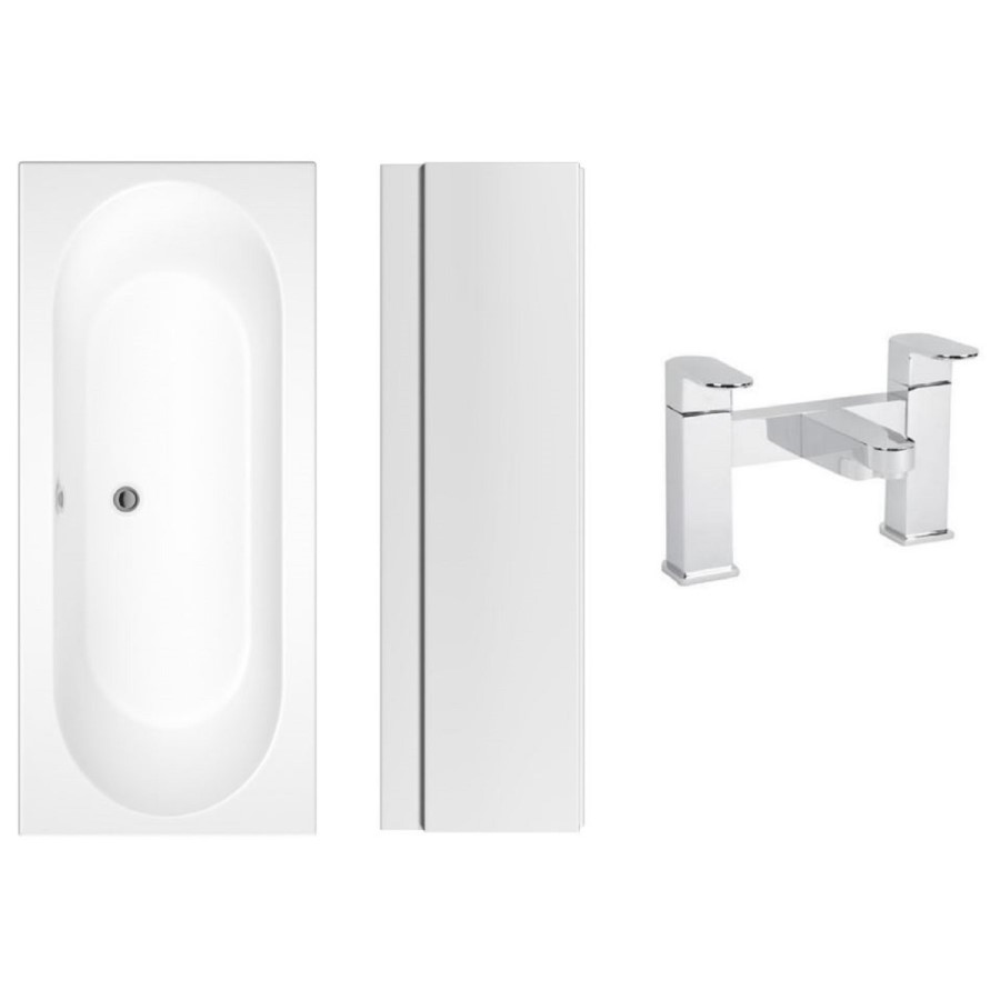 1700 x 700 Burford Double Ended Round Bath with Front Panel and Como Bath Filler