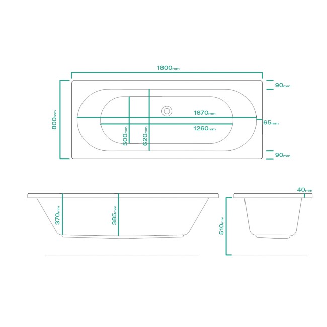 Burford Round Double Ended Bath - 1800 x 800mm